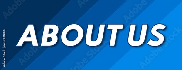 Obraz About Us - text written on striped blue background