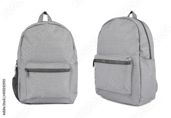 Obraz Grey backpack. Front and side views