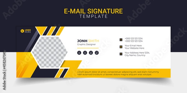 Fototapeta Email signature modern template design layout. Emailers personal business minimalist personal web social media cover.