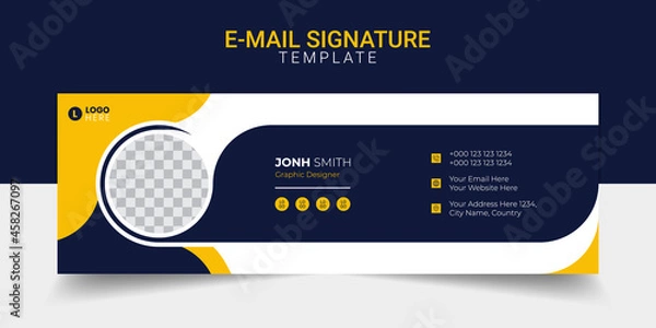 Fototapeta Email signature modern template design layout. Emailers personal business minimalist personal web social media cover.