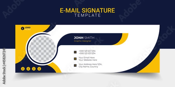 Fototapeta Email signature modern template design layout. Emailers personal business minimalist personal web social media cover.