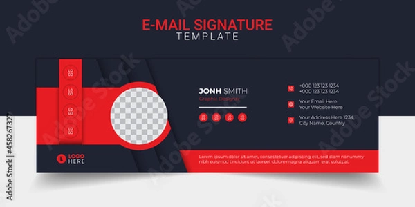 Fototapeta Email signature modern template design layout. Emailers personal business minimalist personal web social media cover.