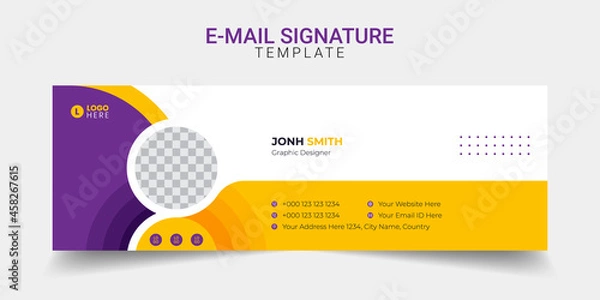 Fototapeta Email signature modern template design layout. Emailers personal business minimalist personal web social media cover.