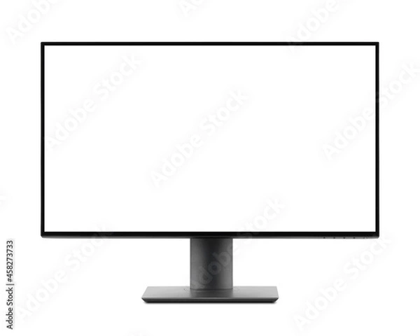 Fototapeta TV 4K flat screen lcd or oled, plasma realistic illustration, White blank HD monitor mockup with clipping path