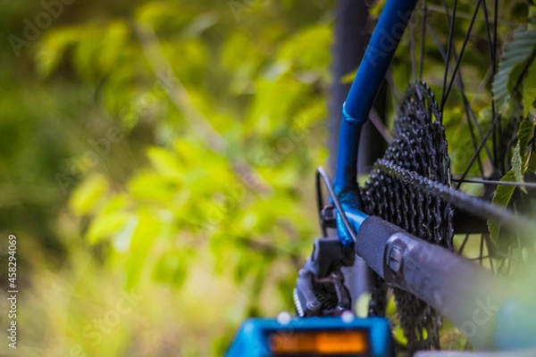 Obraz bicycle parts cassette and chain closeup