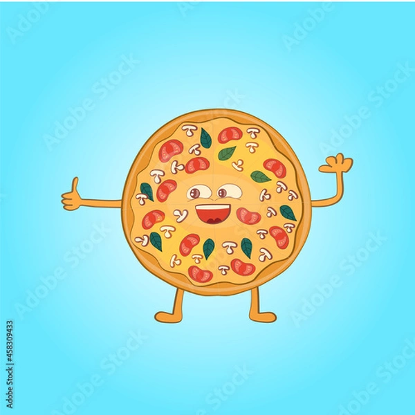 Obraz Cute and funny pizza illustration