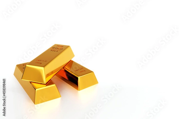 Obraz Gold ingot or stack of gold bars, business banking financial concept. 3d render.