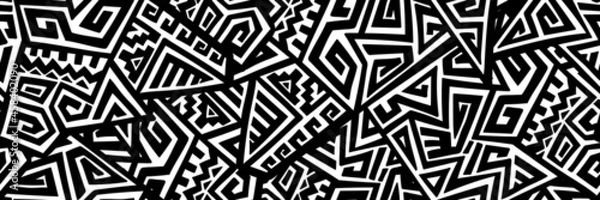 Fototapeta Unique Geometric Vector Seamless Pattern made in ethnic style. Aztec textile print. African traditional design. Creative boho pattern. Perfect for site backgrounds, wrapping paper and fabric design.