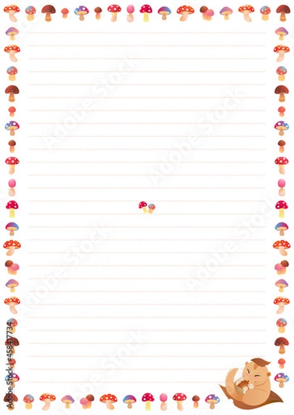 Fototapeta きのことヤマネの便箋