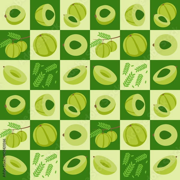 Obraz Gooseberry also known Amla abstract seamless geometric vector pattern for packaging design