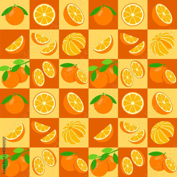 Obraz Orange fruit abstract seamless geometric vector pattern for packaging design