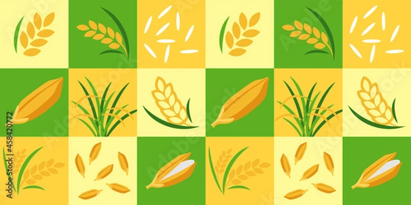 Obraz Rice paddy abstract seamless geometric vector pattern for packaging design