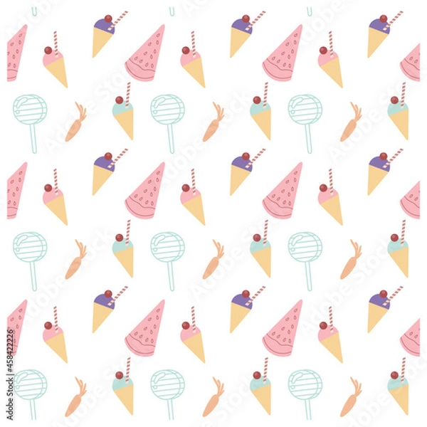 Fototapeta seamless pattern with sweets and icecreams
