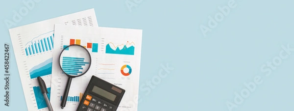 Fototapeta Business graphs and charts on table. Financial development, Banking Account, Statistics