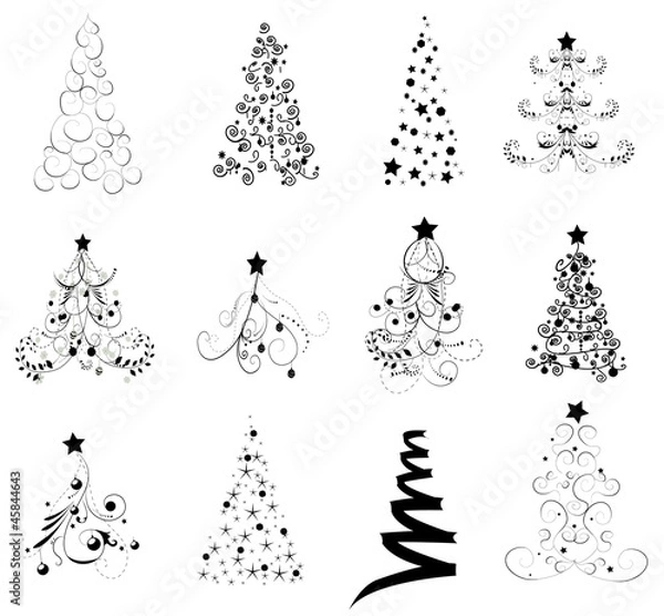 Fototapeta Set Christmas Trees