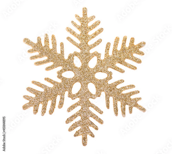 Fototapeta Gold snowflake isolated on white background
