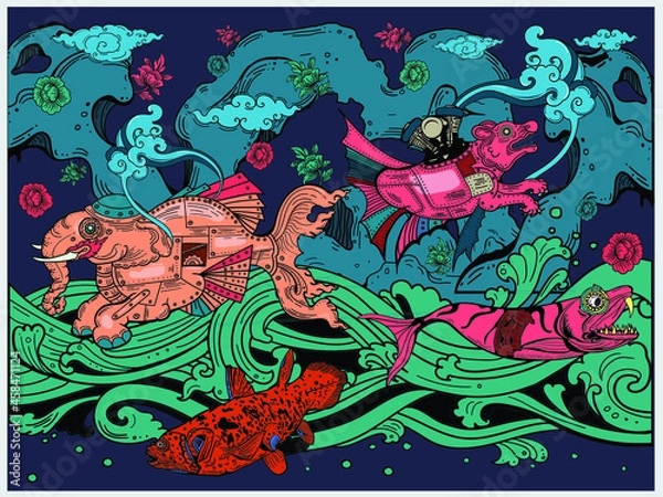 Obraz composition image Colorful art for web design, landing pages, social media stories. and fabric printing materials