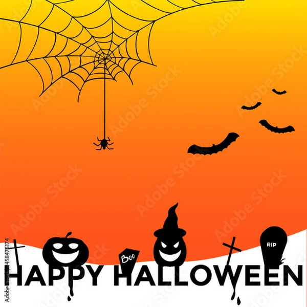 Obraz happy Halloween illustration for postcards or design . Vector illustration