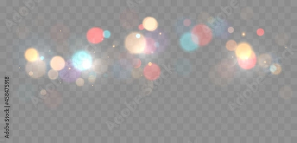 Fototapeta Colorful bokeh lights background. Blurred circle shapes. Vector illustration