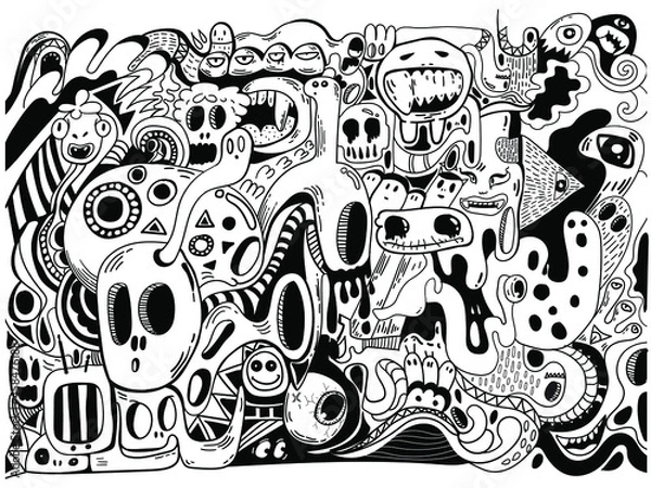 Obraz Black and white abstract images for web design, landing pages, social media stories. and fabric printing materials