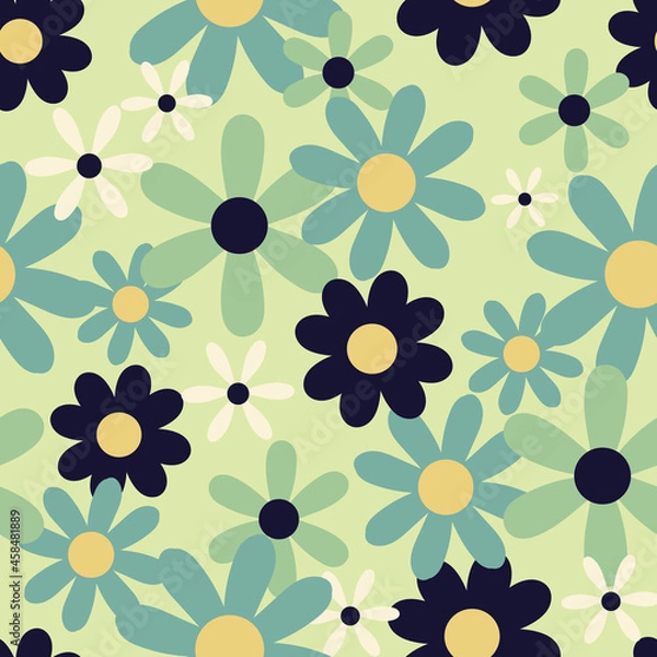 Obraz Mod Retro Flower Print Seamless Repeating Vector Pattern