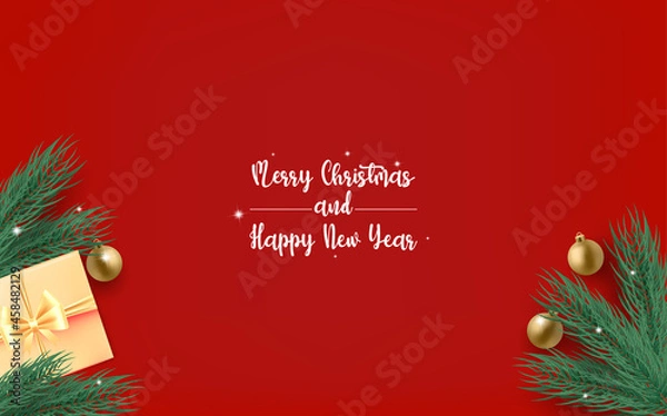 Obraz merry christmas background design with gift box.