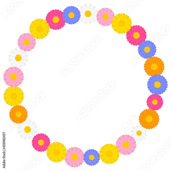 Fototapeta マーガレットのフレーム円形