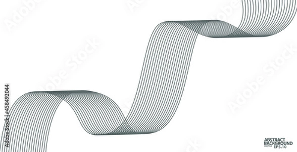 Fototapeta Abstract wavy stripes on a white background isolated. Wave line art, Curved smooth design. Vector illustration EPS 10.