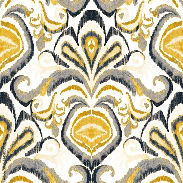 Fototapeta Colorful ikat pattern in vintage style. Elegant ethnic background. Hand drawn oriental art. Seamless geometric vintage texture.	