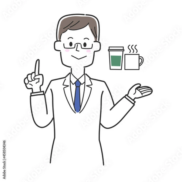 Fototapeta カフェインの摂取について説明する医師