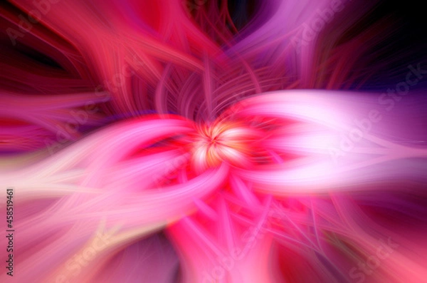 Fototapeta abstract neon pink flower. bright rays background. psychedelic pink background