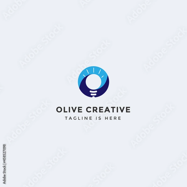 Obraz letter O logo with bulb icon, creative and modern design initial O.