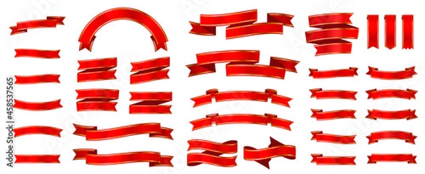 Obraz 金フチが付いたリボンとバナーのセット　赤