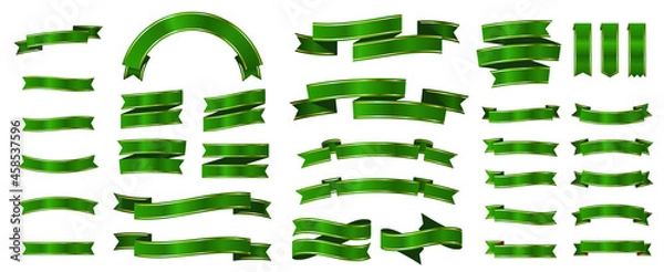 Obraz 金フチが付いたリボンとバナーのセット　緑