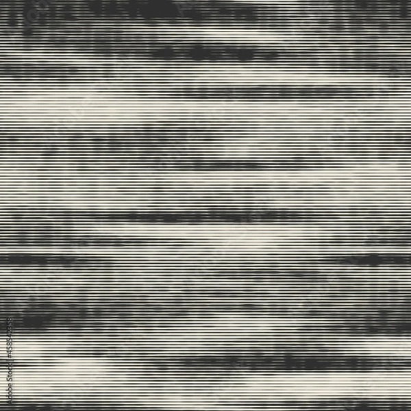 Fototapeta Seamless monochrome urban degrade striped effect in vector repeat graphic motif for print. Vector illustration. Modern worn aged fashion motif. Rough glitch effect. Abstract neutral material textile.