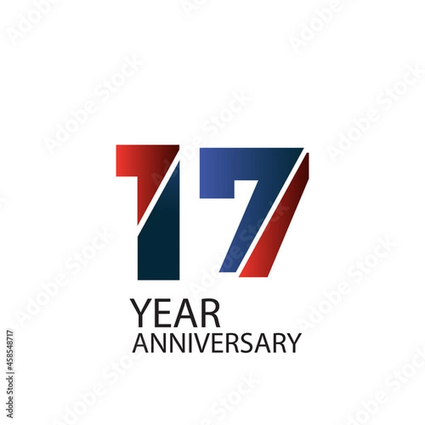Fototapeta 17th anniversary event party. Vector illustration. numbers template for Celebrating.