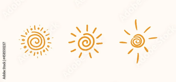 Fototapeta Sun doodle collection. Cute hand drawn vector illustrations. Boho print art.