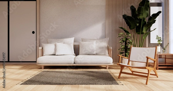 Fototapeta Sofa furniture and modern room design minimal.3D rendering