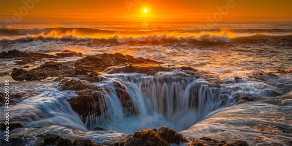 Obraz sunset over the river