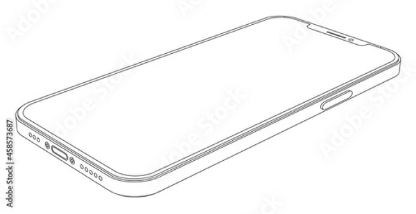 Fototapeta Vector modern mobile phone line art