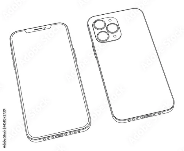 Fototapeta Vector modern mobile phone line art