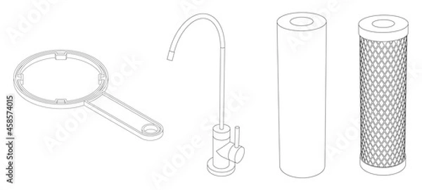 Fototapeta Vector drink water filter, reverse osmosis home system
