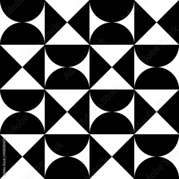 Fototapeta Seamless geometric  vector pattern.
Triangle and half circle grid texture. 
Modern abstract shapes wallpaper.