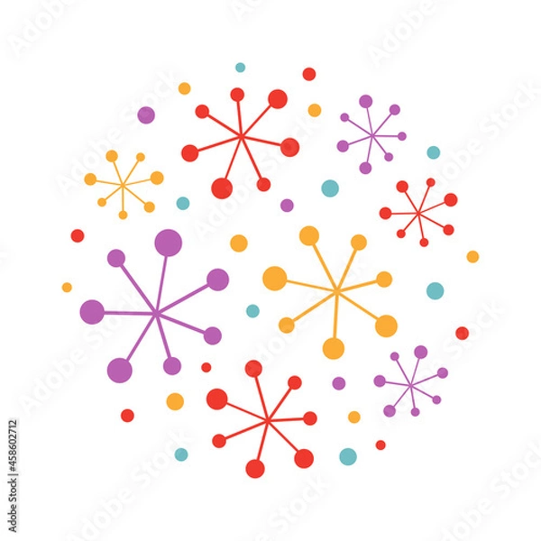 Fototapeta Multicolored snowflakes illustration