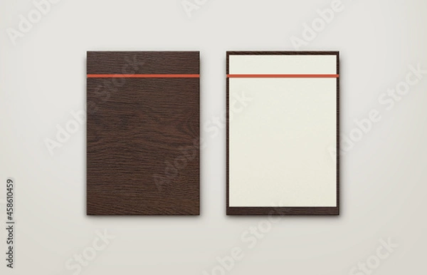 Fototapeta dark brown wooden menuwith red band clipboard