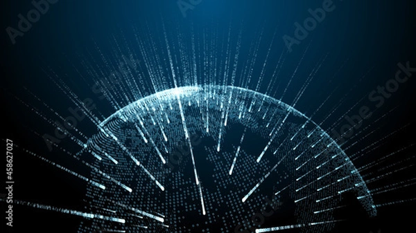 Fototapeta Global Big data internet of things IOT cloud computing AI network technology - 3D Illustration Render