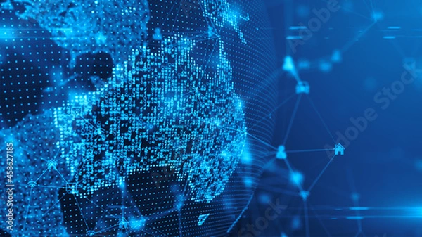 Fototapeta Australia cyberbezpieczeństwo Informacyjne technologie IoT Internetu rzeczy z przetwarzaniem w chmurze Big Data za pomocą sztucznej inteligencji AI - Renderowanie ilustracji 3D