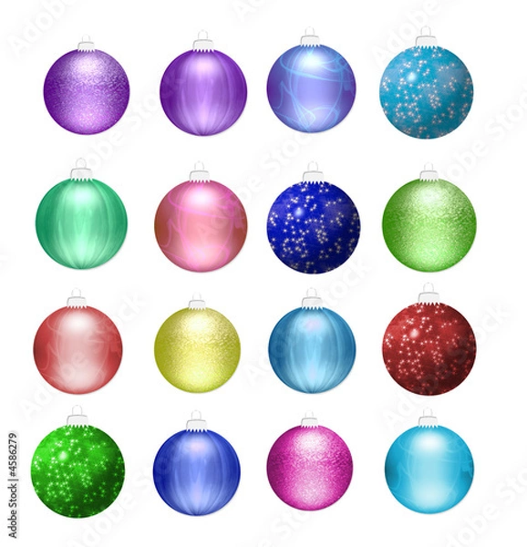 Fototapeta colorful christmas decoration balls isolated