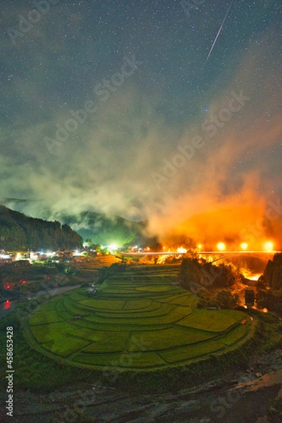 Obraz 和歌山県有田川町　あらぎ島の夜景