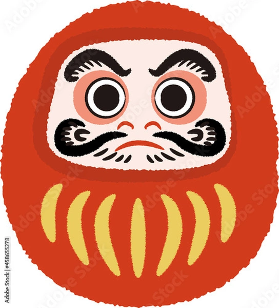 Obraz イラスト素材：赤だるま　年賀状に最適な筆タッチの手描き風マーク
